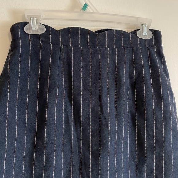 Preppy Minimalist Skirt Scallop Pinstripe Mini BluPepper SM Navy Blue Career - Picture 8 of 14